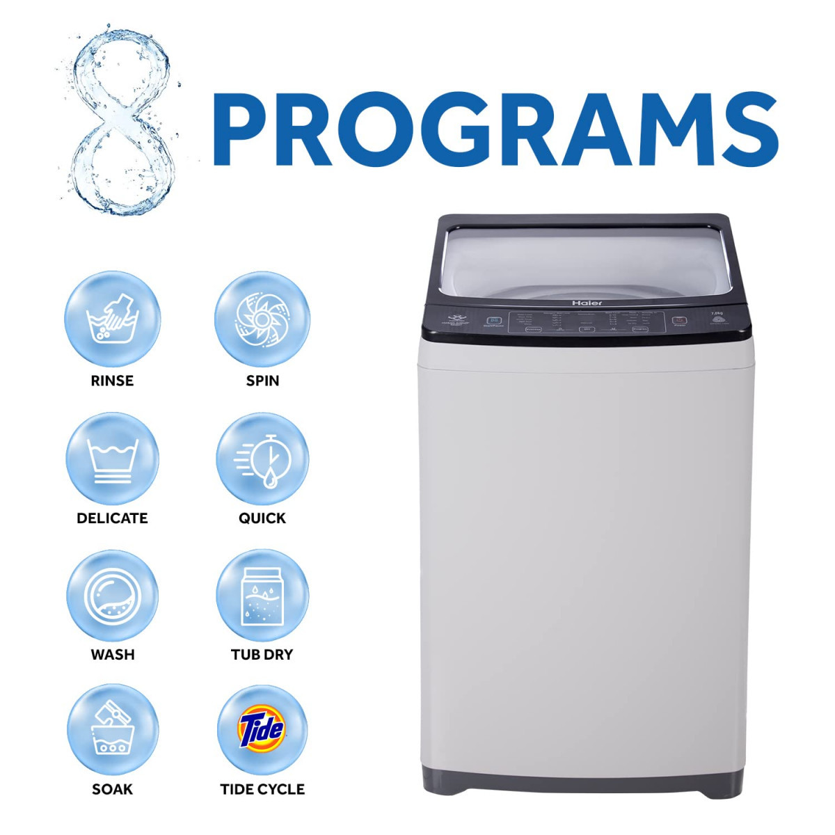 Haier HWM70-826NZP 7 Kg Fully-Automatic Top Loading Washing Machine with Softfall Technology Dual Magic Filter Moonlight Grey Quick Wash