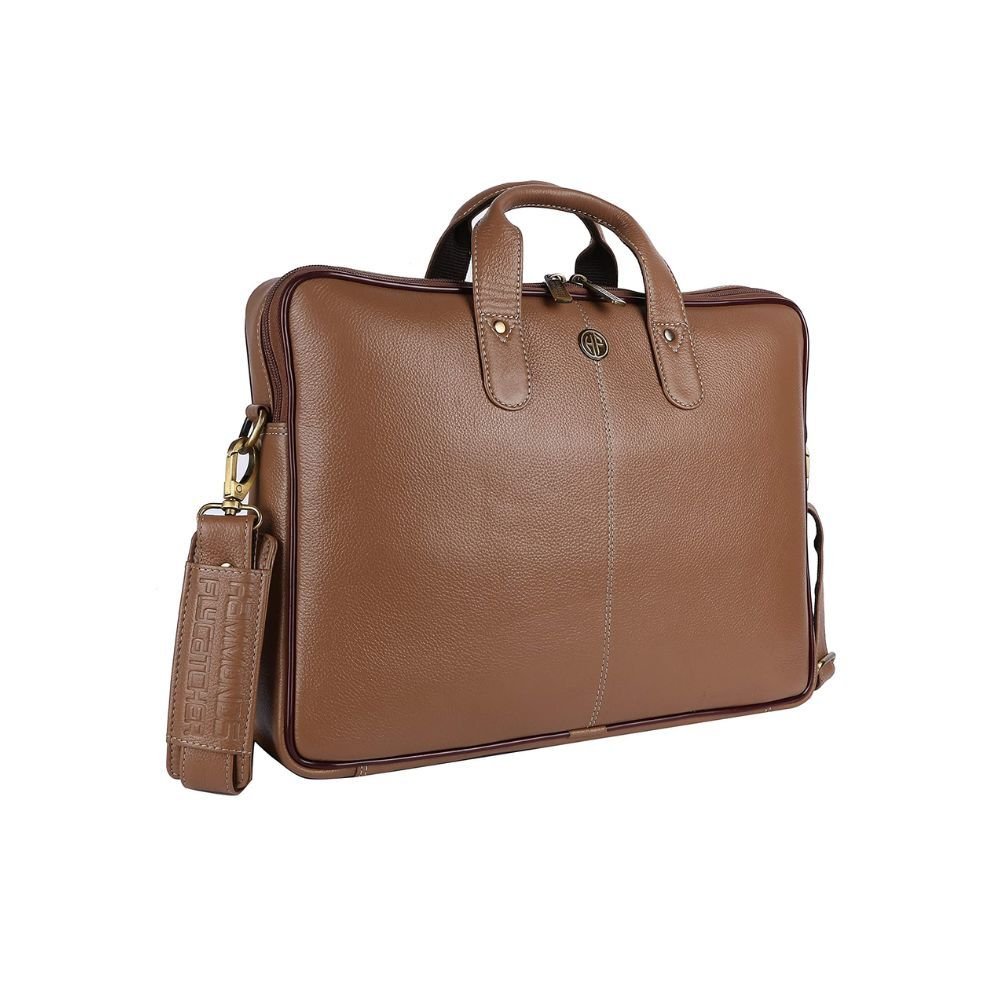 Leather Executive Formal Office Bag Color Burlywood For Men