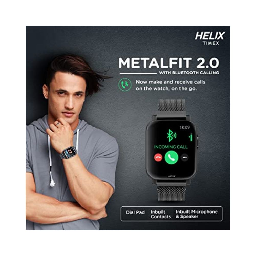 Helix TIMEX METALFIT 20 smartwatch with Bluetooth calling Black Mesh