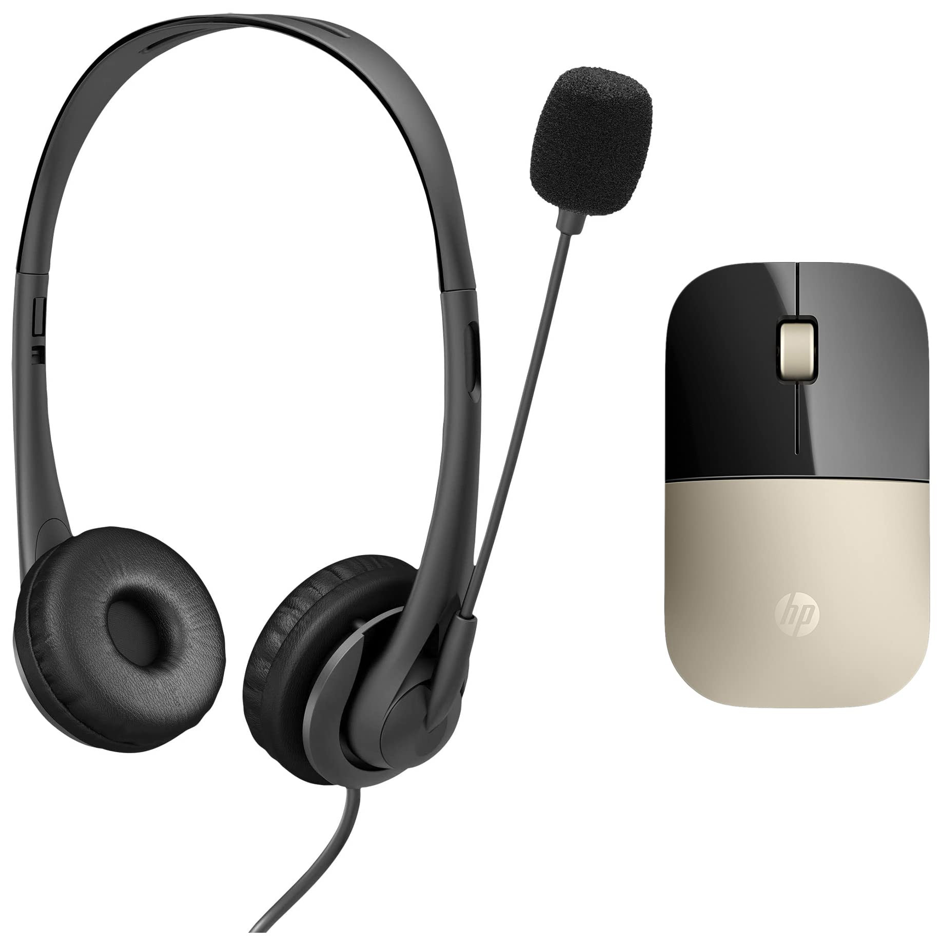 HP Stereo 3.5Mm G2 Wired Ear Leather Over Volume with Headphones Vegan Mic, with Earcups