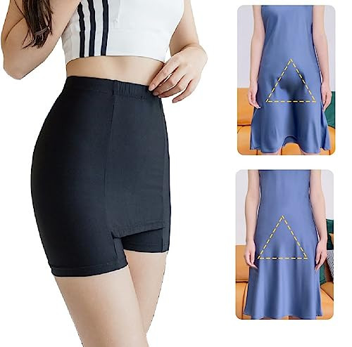 HSR Double-Layer Front Crotch Ice Silk Safety Shorts,Women Seamless Safety  Pants for Matching Skirts Dresses (L, Black) : : Fashion