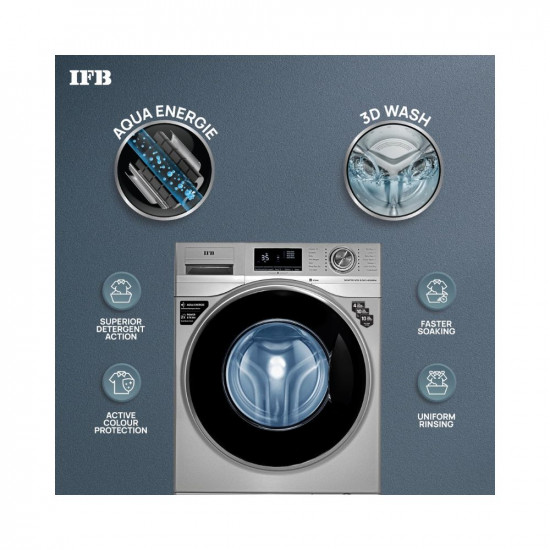 IFB 8 Kg 5 Star Front Load Washing Machine 2X Power Steam SENATOR WSS 8014 Silver In-built Heater 4 years Comprehensive Warranty