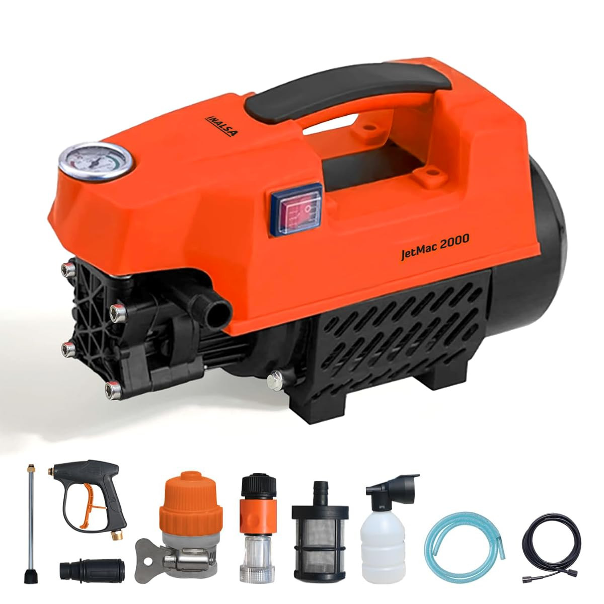 INALSA Car Washer High Pressure Washer 2000W With Induction MotorPressure-135 Bar Max Flow-390 L Hr8 Meters Outlet HoseSelf Priming  Over Heat FeaturesCar Washer High Pressure PumpJETMAC 2000