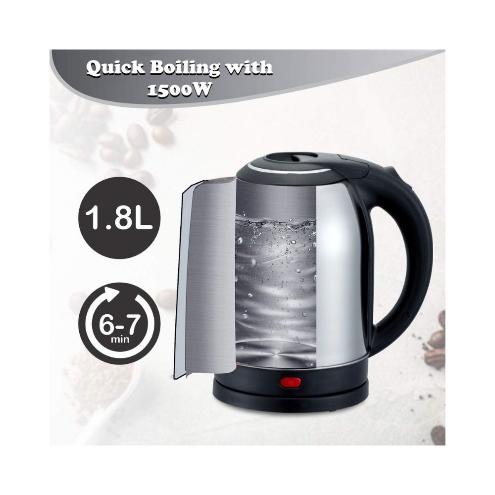 Inalsa Electric Kettle Upright 18-Litre 1500-Watt Stainless-Steel Finish BlackSilver