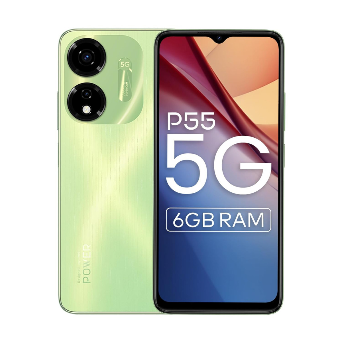 itel P55 5G 6GB RAM 128GB ROM Upto 12GB RAM with Memory Fusion  Dimensity 6080  50MP AI Dual Rear Camera  5000mAh Battery  2 Years Warranty  Mint Green