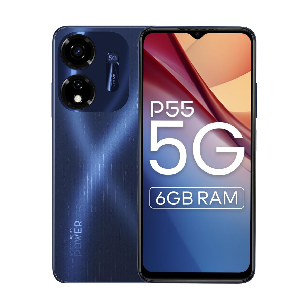 itel P55 5G 6GB RAM 128GB ROM Upto 12GB RAM with Memory Fusion  Dimensity 6080  50MP AI Dual Rear Camera  5000mAh Battery  2 Years Warranty  Galaxy Blue