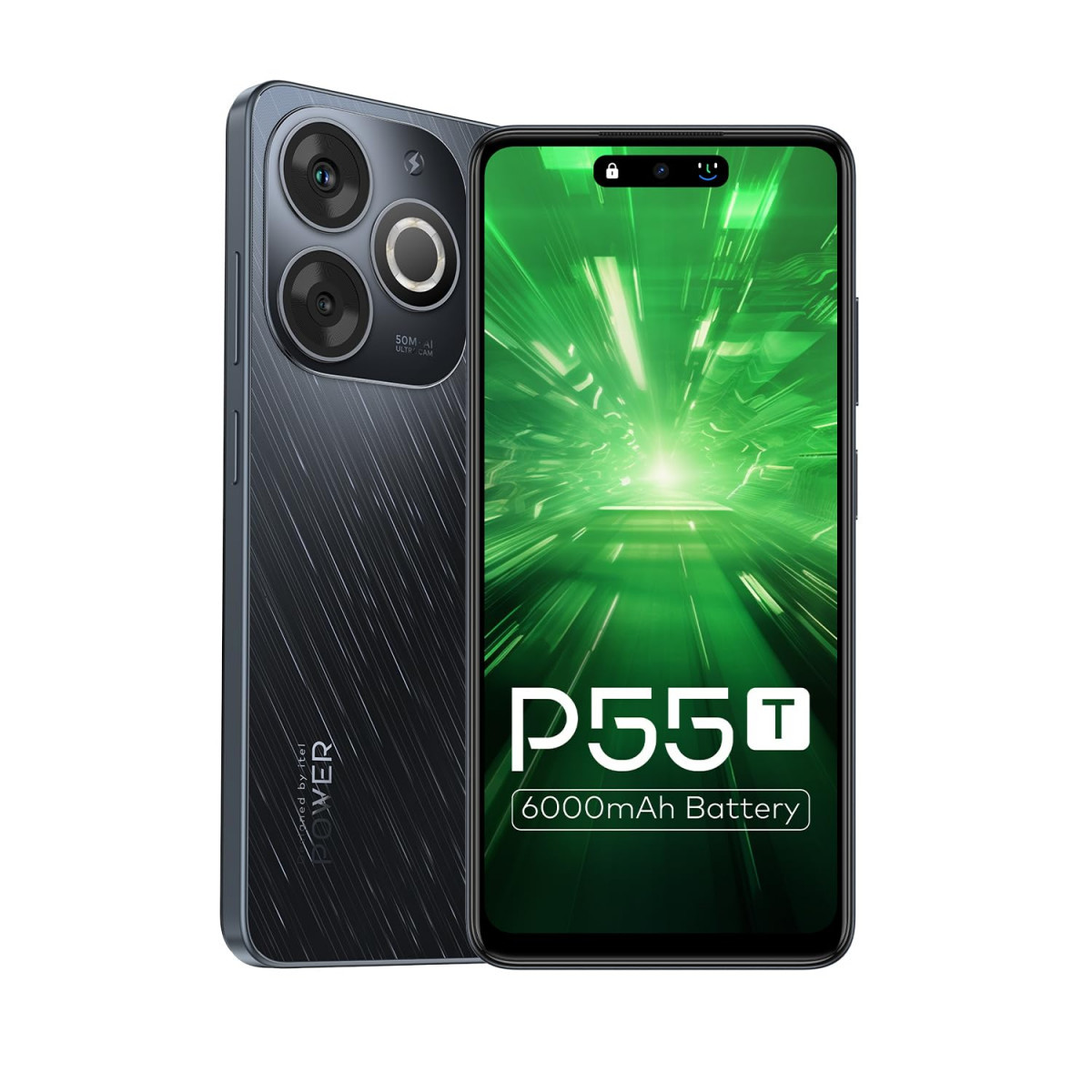 itel P55T  Android 14 Go 6000mAh Battery with 18W Charger Upto 8GB RAM with Memory Fusion  128GB ROM 50MP AI Dual Rear Camera  8MP Front Camera  Dynamic BarUFS 22 Astral Black