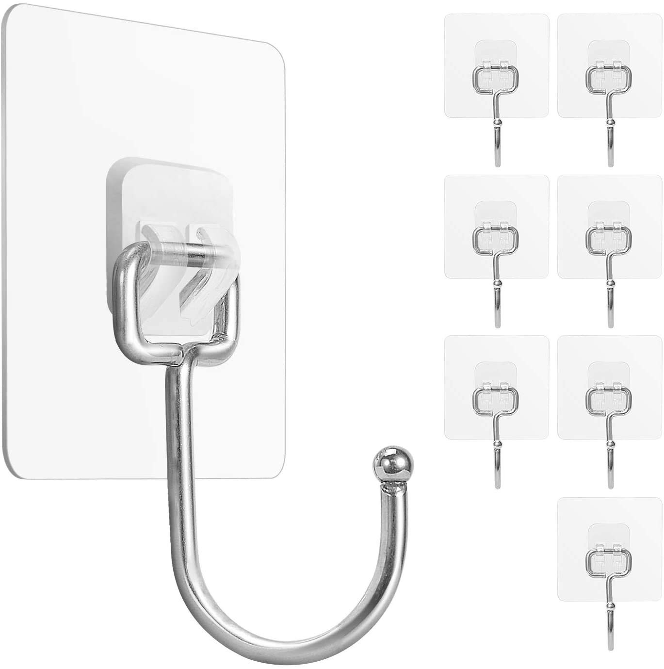 Jialto Large Adhesive Hooks 22Ib(Max), Waterproof and Rustproof Wall Hooks for Hanging Heavy Duty, Stainless Steel Towel and Coats Hooks to use
