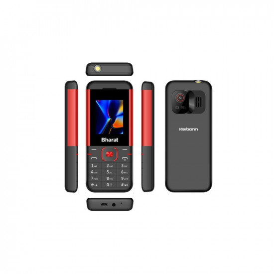 JioBharat K1 Karbonn 4G Keypad Phone with JioCinema JioSaavn JioPay UPI Long Lasting Battery LED Torch Digital Camera  BlackRed  Locked for JioNetwork