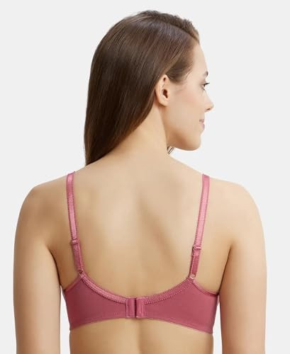 Buy Women's Wirefree Non Padded Super Combed Cotton Elastane Stretch Medium  Coverage Cross Over Everyday Bra with Adjustable Straps - Rose Wine 1242