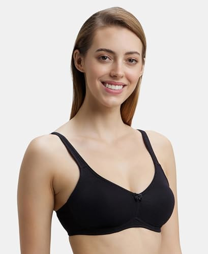 Jockey 1250 Women's Wirefree Non Padded Super Combed Cotton Elastane  Stretch Full Coverage Everyday Bra with Contoured Shaper Panel and  Adjustable