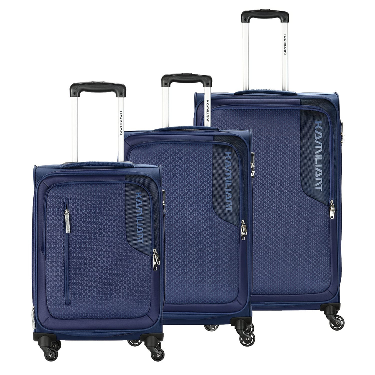 Kamiliant by American Tourister Kojo Polyester Soft Luggage Set of 3 Blue 56 68