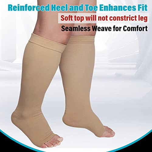 Knee High Compression Stockings, Firm Support 20-30mmHg Opaque