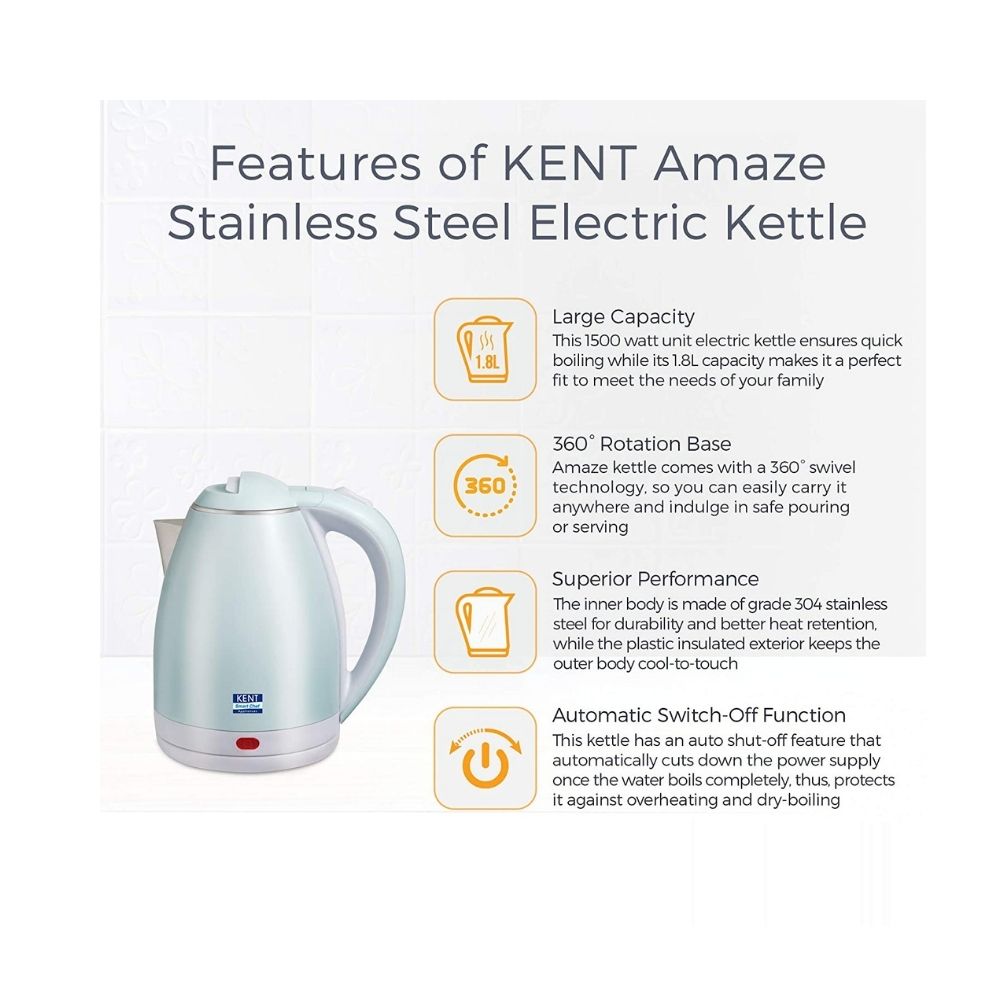 Kent Stainless Steel Amaze Electric Kettle 18 L16055