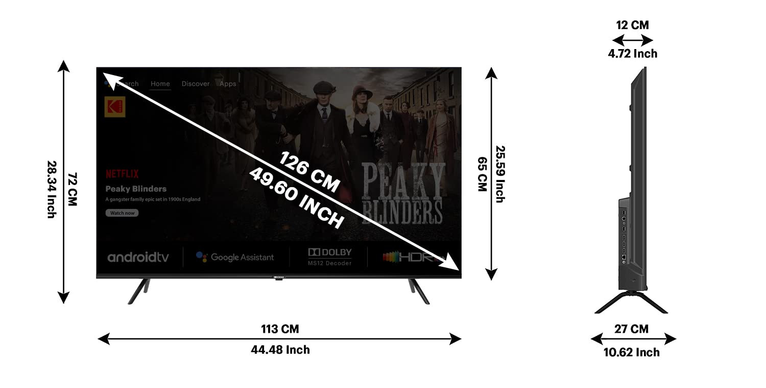 Kodak 126 cm 50 inches 4K Ultra HD Smart Android LED TV 50CAPRO5066 Black