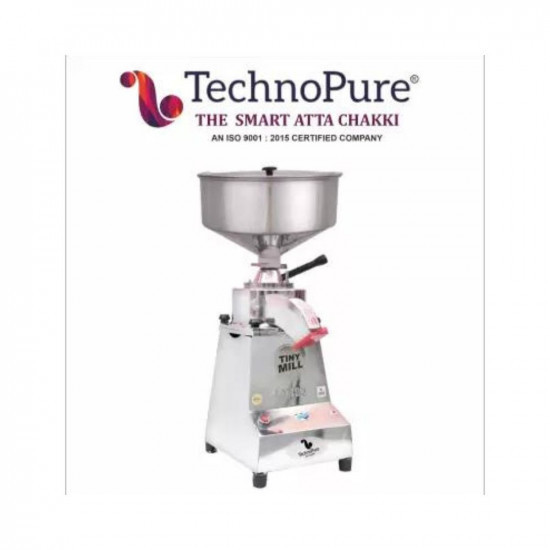 KRISHNA TechnoPure Automatic Light Weight Small Domestic Flour Mill Machine for Home Gharghanti Smart Chakki 137HP Motor Mini Gharelu Aata Chakki 8-15 KgHour Flourmill