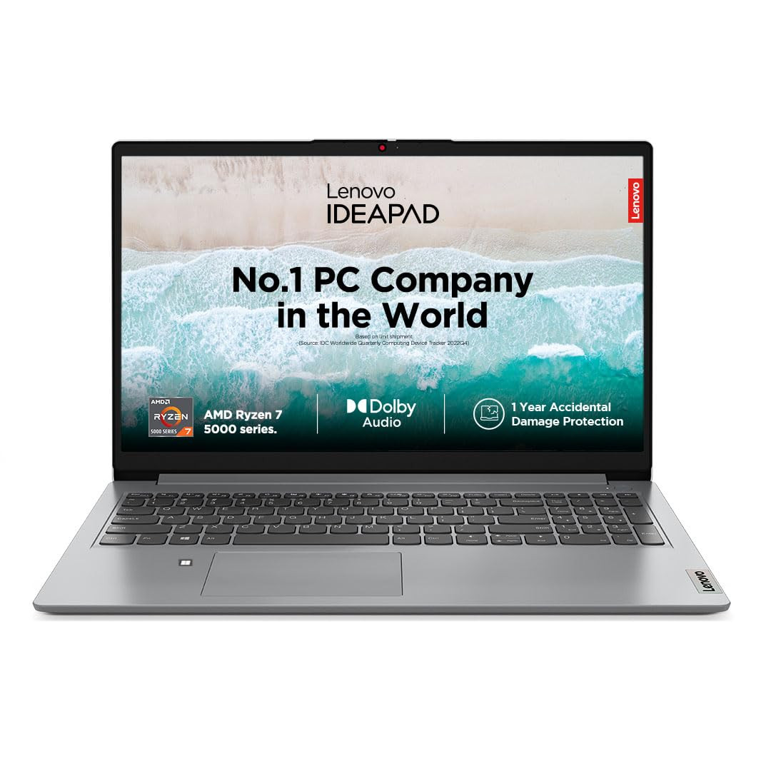 Lenovo IdeaPad Slim 1 AMD Ryzen 7 5700U 156 HD Thin and Light Laptop 16GB512GB SSDWindows 11 HomeMS Office 20211 Year Warranty  1 Year ADPCloud Grey16Kg 82R400EFIN