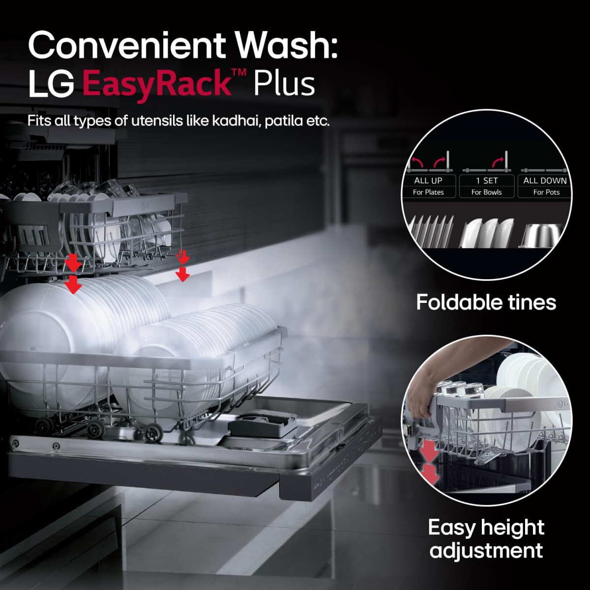 LG 14 Place Settings Inverter Direct Drive Wi-Fi Free Standing Dishwasher DFB424FM Matte Black