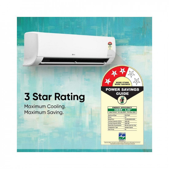 LG 15 Ton 3 Star DUAL Inverter Split AC Copper AI Convertible 6-in-1 Cooling 2 Way Swing HD Filter with Anti-Virus Protection 2024 Model TS-Q18JNXE3 White