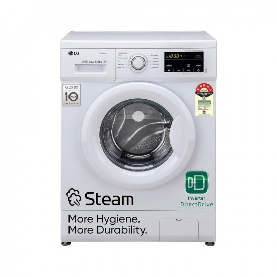 LG 65 Kg 5 Star Inverter Direct Drive Fully Automatic Front Load Washing Machine FHM1065SDW Steam Wash In-Built Heater Touch Panel White