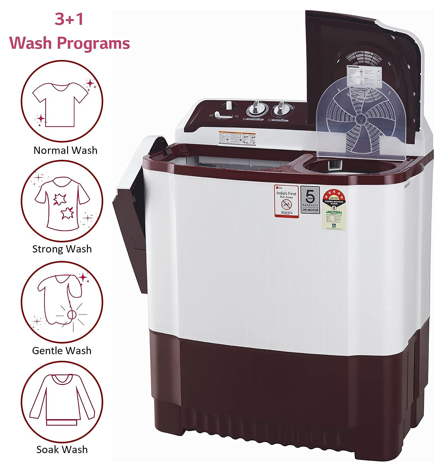 LG P8035SRAZ 8 kg Semi Automatic Top LoadWashing Machine White