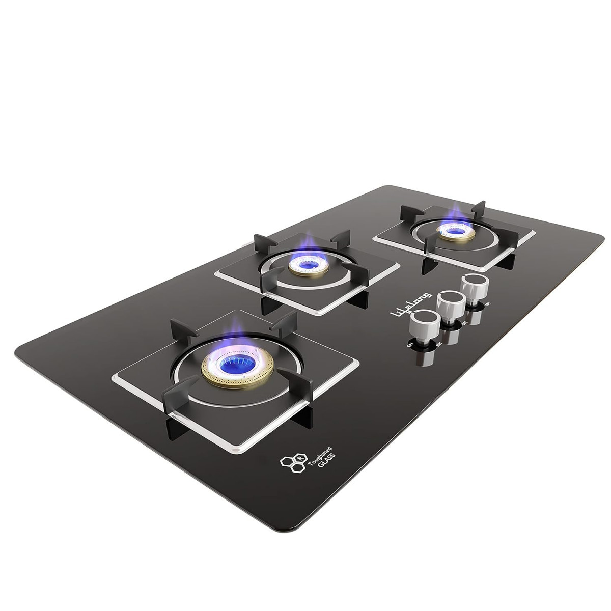 Lifelong LLHT913 Sigma Auto Ignition Counter-Top Hob Top High Efficiency 3 Burner Sleek Design Toughened Glass Top Cooktop Black 1 Year warranty