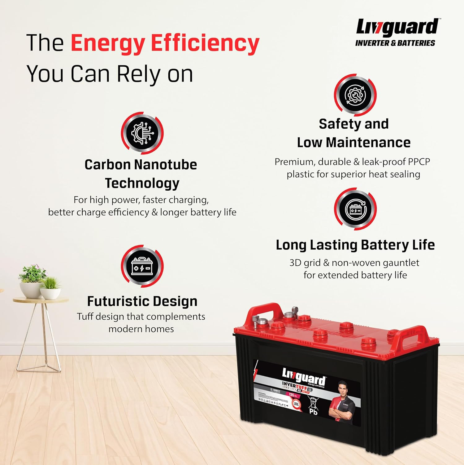 Livguard IT 1348ST Short Tubular Inverter Battery 135 Ah 48 Months Warranty  Reliable Backup for Home Office and Shop