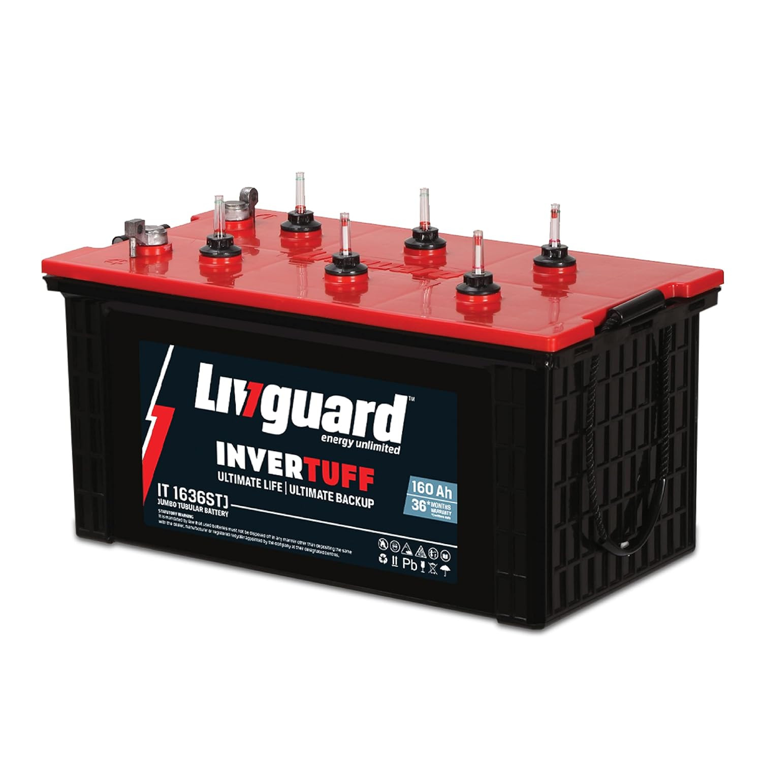 Livguard IT 1636STJ Short Tubular Jumbo Inverter Battery 160 Ah 36 Months Warranty  Reliable Backup for Home Office and Shop