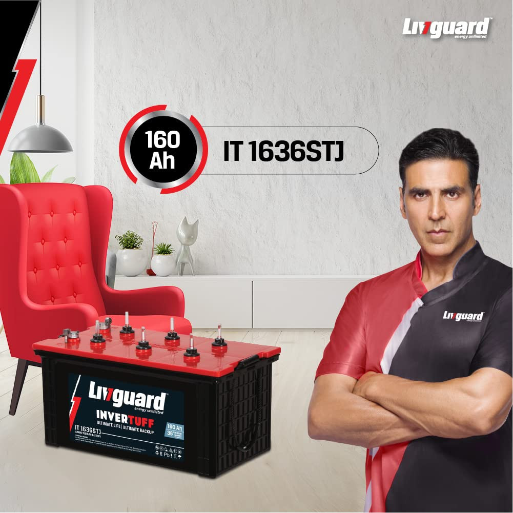 Livguard IT 1636STJ Short Tubular Jumbo Inverter Battery 160 Ah 36 Months Warranty  Reliable Backup for Home Office and Shop