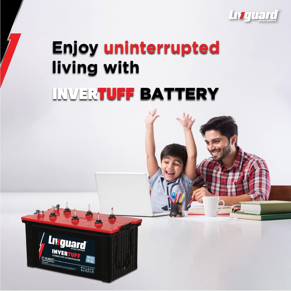 Livguard IT 1636STJ Short Tubular Jumbo Inverter Battery 160 Ah 36 Months Warranty  Reliable Backup for Home Office and Shop