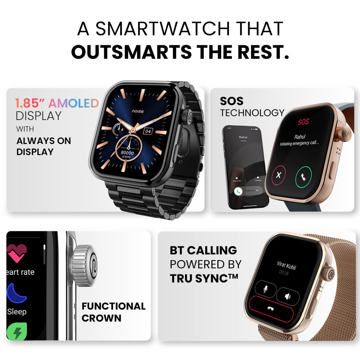 Noise Biggest Launch Pro 5 Smart Watch with 185 AMOLED Display BT calling