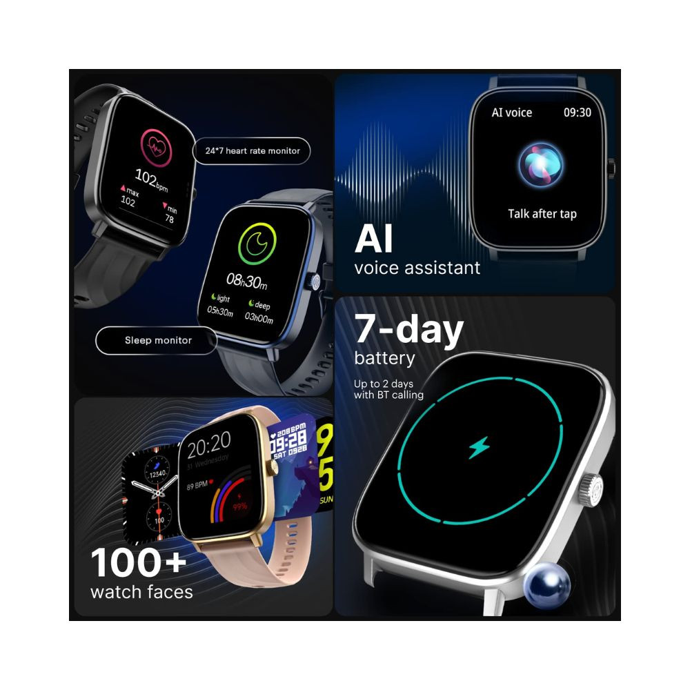 Noise Newly Launched Quad Call 181 Display Bluetooth Calling Smart Watch AI Voice Assistance 160Hrs Battery Life Metallic Build in-Built Games 100 Sports Modes 100 Watch Faces Rose Pink