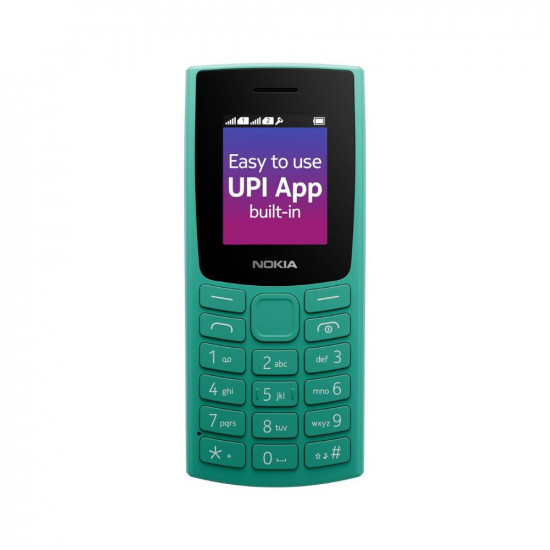 Nokia 106 Single Sim Keypad Phone with Built-in UPI Payments App Long-Lasting Battery Wireless FM Radio  MP3 Player and MicroSD Card Slot  Green