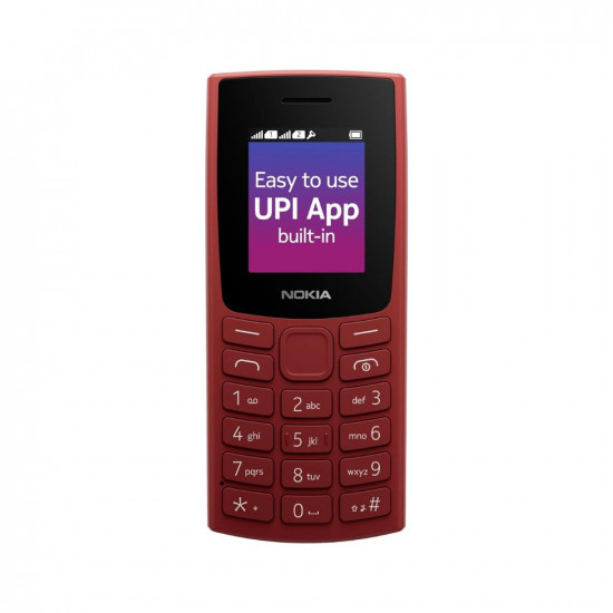 Nokia 106 Single Sim Keypad Phone with Built-in UPI Payments App Long-Lasting Battery Wireless FM Radio  MP3 Player and MicroSD Card Slot  Red