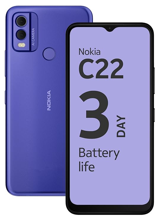 Nokia C22  3-Day Battery Life  4GB RAM 2GB RAM  2GB Virtual RAM  13 MP Dual Rear AI Camera with Night  Portrait Mode  IP52  Purple