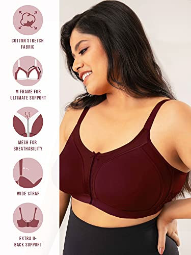 Buy NYKD Everyday Heavy Bust T-Shirt Bra for Women Super Support Non  Padded, Underwired, Medium Coverage - Bra, NYB150, Black, 34D, 1N at