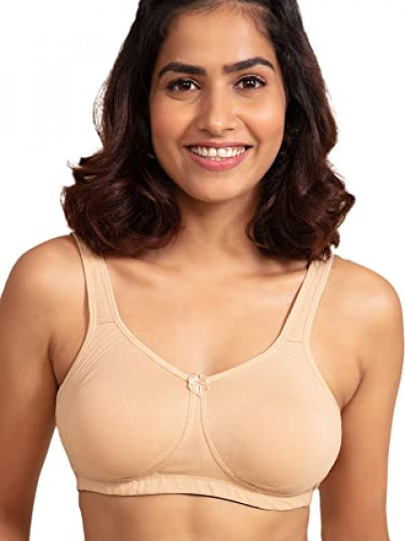 NYKD by Nykaa Women’s Full Support M-Frame Heavy Bust Everyday Cotton Bra |  Non-Padded | Wireless | Full Coverage| Bra, NYB101, Prestine, 36DD, 1N Off