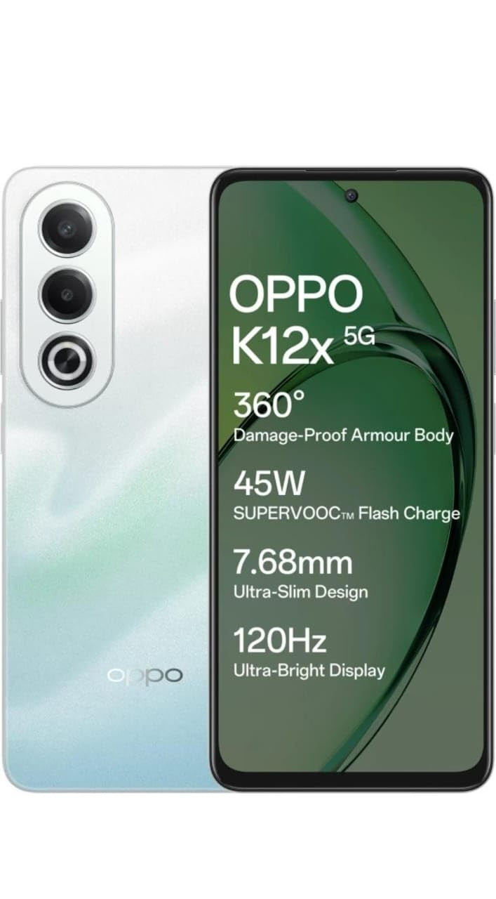 Oppo K12x 5G with 45W SUPERVOOC Charger in-The-Box Breeze Blue 128 GB 6 GB RAM