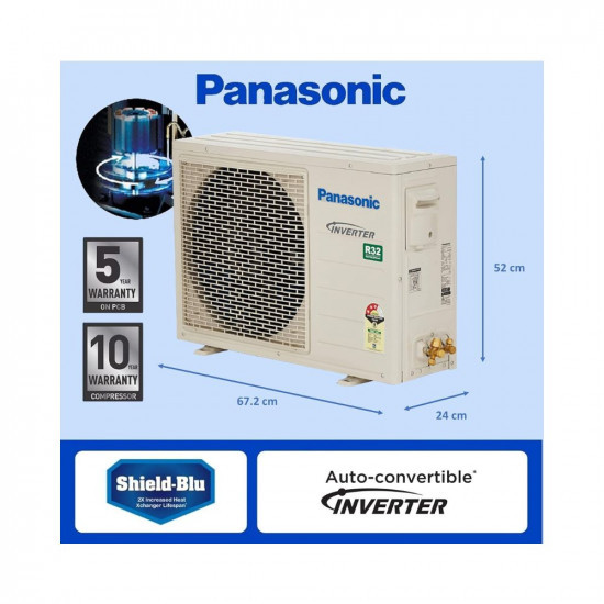 Panasonic 1 Ton 3 Star Inverter Split Air Conditioner Copper PM 25 Air Purification 2022 Model CSCU-RU12XKYA White