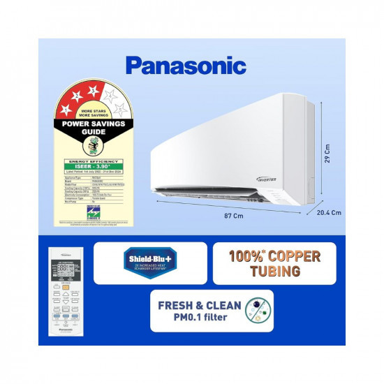Panasonic 15 Ton 3 Star Split AC Copper Condenser 7 in 1 Convertible Mode PM 01 Air Purification Filter CSCU-SU18YKYTK2023 Model White