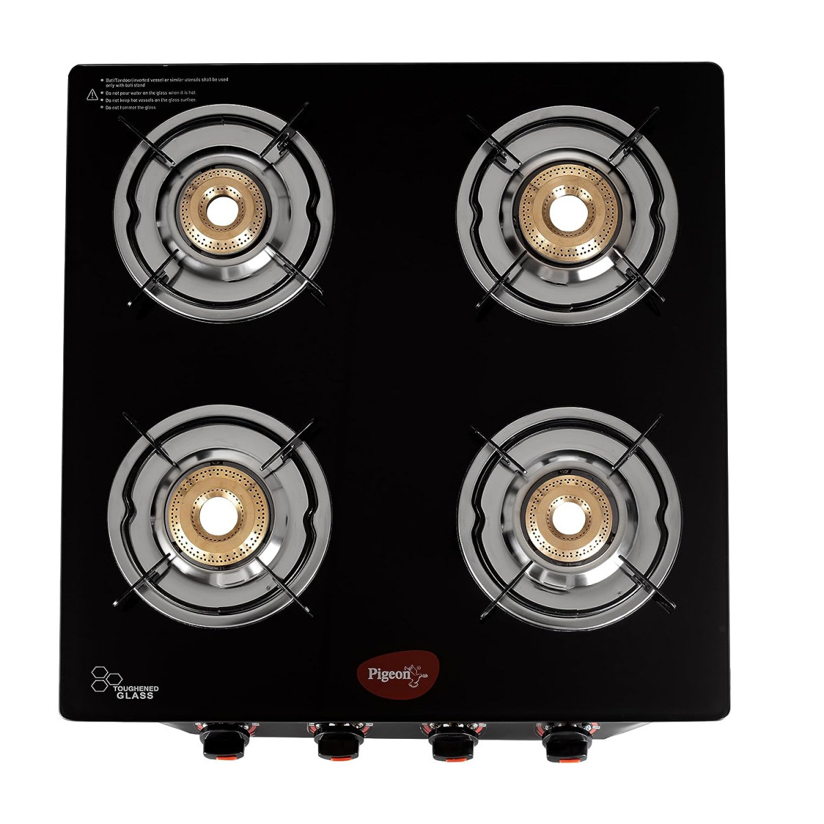 Pigeon by Stovekraft Aster Gas Stove 4 Burner with High Powered Brass Burner