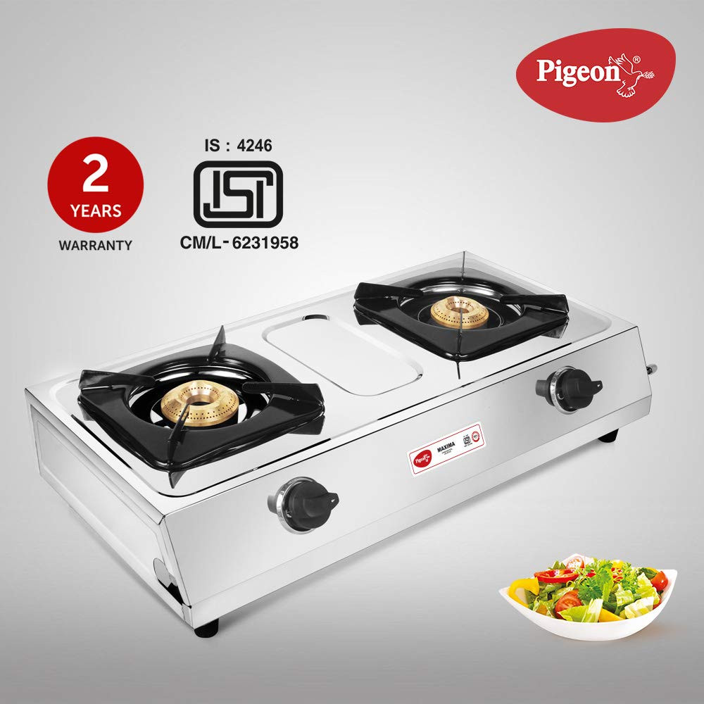 Pigeon by Stovekraft Favourite Maxima Stainless Steel 2 Burner Gas Stove