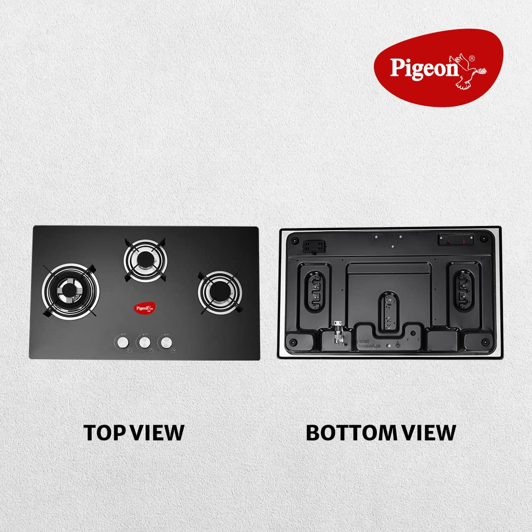 Pigeon Ornate Hob 3 Burner Multi Spark Integrated Auto Ignition With Brass Triple Ring Burners