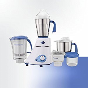 Preethi Blue Leaf Platinum MG 139 mixer grinder 750 watt White 4 jars - Super Extractor juicer Jar  Storage Air-Tight Container FBT motor with 5yr Warranty  Lifelong Free Service Standard