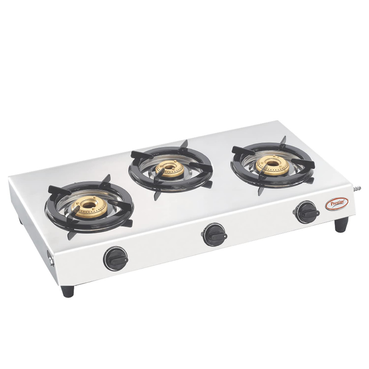 Prestige Gas Stove Perfect - Three Burner Manual  Metallic Silver