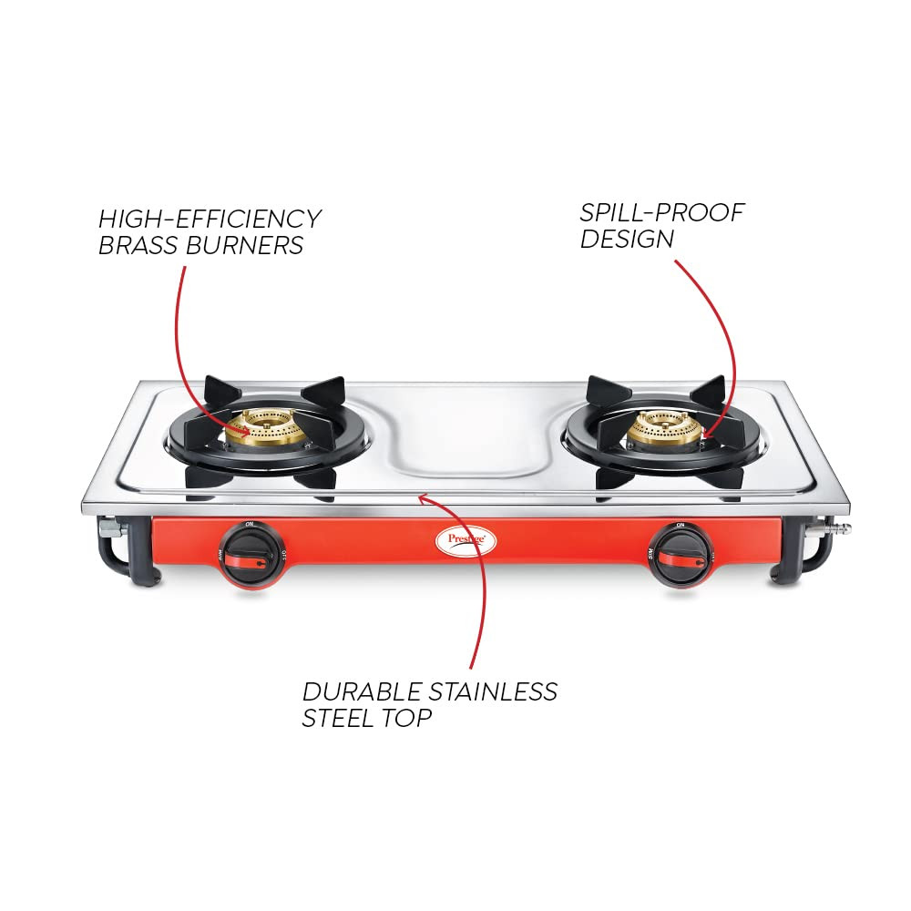 Prestige Sleek Stainless Steel LP Gas Stove 2 Burners Manual