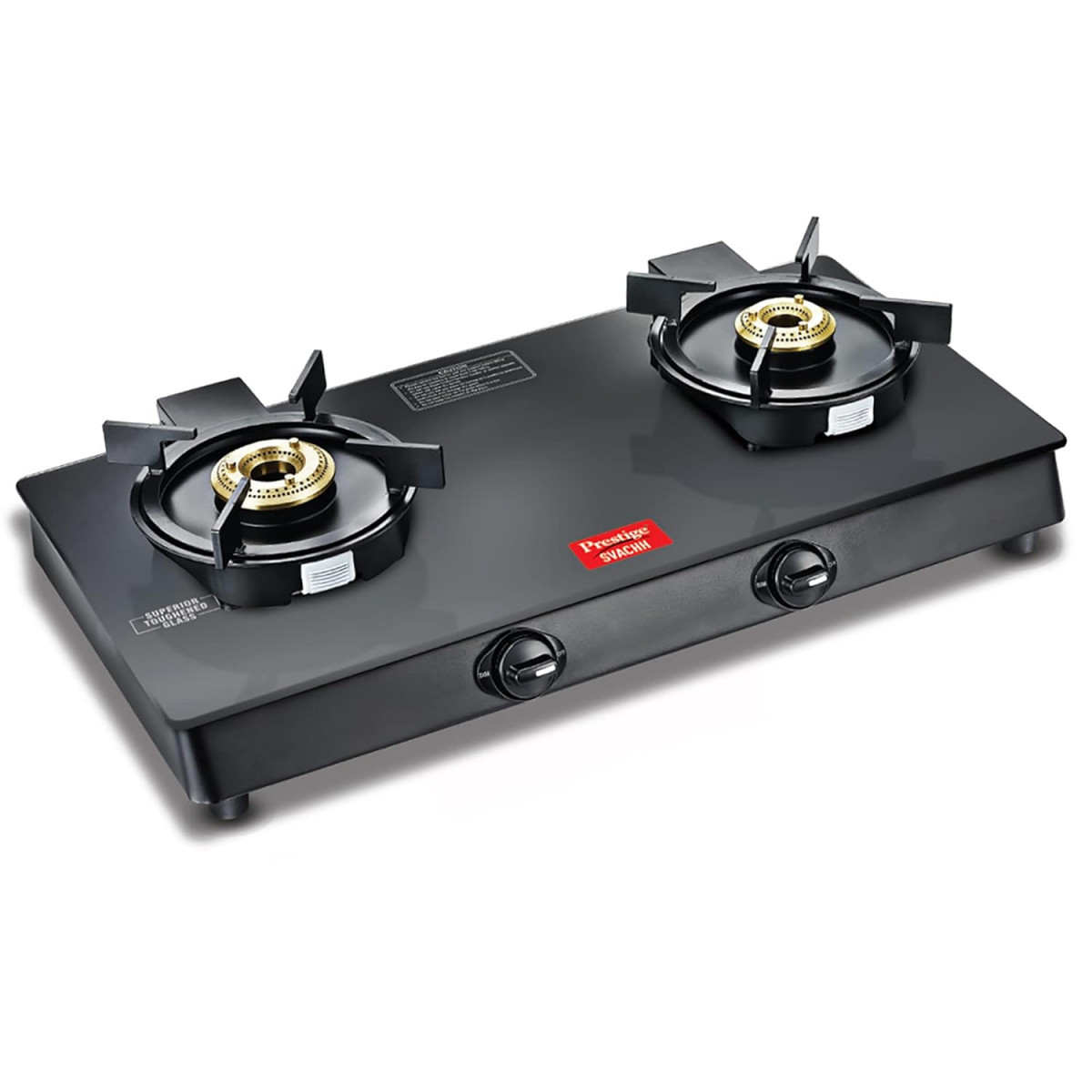 Prestige Svachh Neo GTSN 02 Toughened Glasstop Gas Stove with Liftable 2 Burners Black