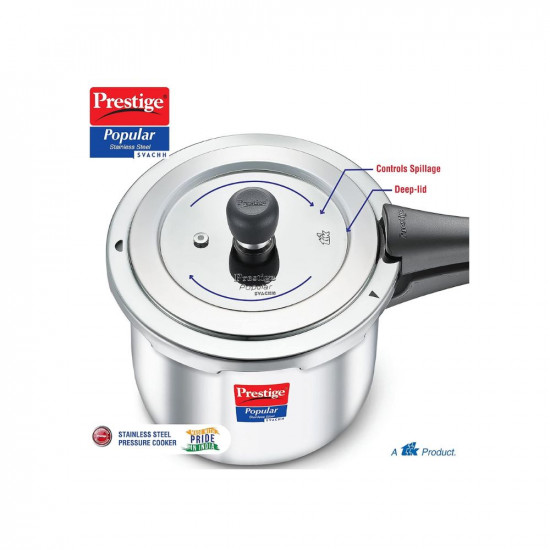 Prestige Svachh Popular Spillage Control Stainless Steel Outer Lid Pressure Cooker 15 L Silver