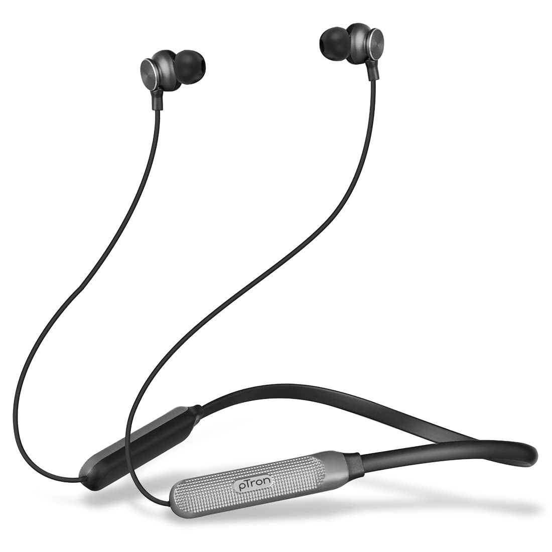 pTron Tangent Duo Bluetooth 52 Wireless in Ear Headphones 13mm Driver Deep Bass HD Calls Fast Charging Type-C Neckband Dual Pairing Voice Assistant  IPX4 Water Resistant BlackGrey