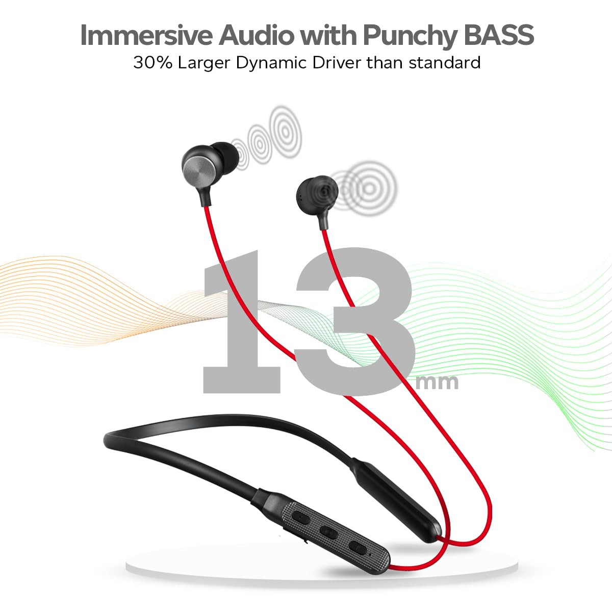 pTron Tangent Duo Bluetooth 52 Wireless in-Ear Headphones 13mm Driver Deep Bass HD Calls Fast Charging Type-C Wireless Neckband Dual Pairing Voice Assistant  IPX4 Water Resistant RedBlack